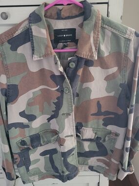 Lucky Brand Men’s Camo Button-Up Jacket - Green, Brown, Tan